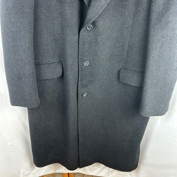 Vintage Silver Cloud Cashmere Blend Coat Men 44R Charcoal Gray Long Length Dress - Picture 5 of 11